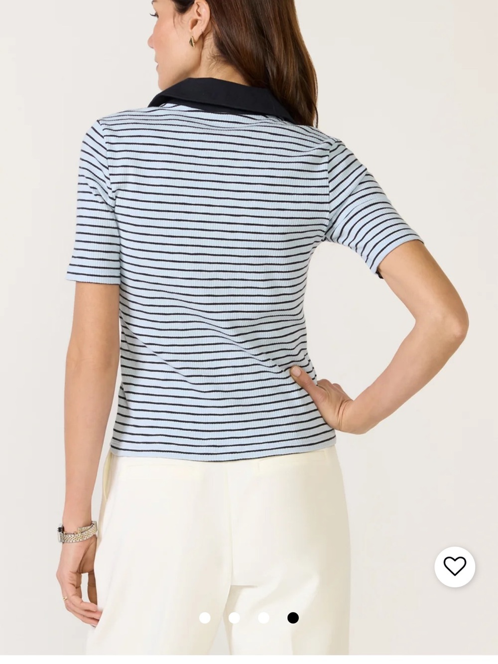 Evereve Light Blue & Black Striped Short-Sleeve Button Down - Picture 2 of 5